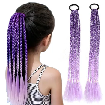 Extension per capelli colorati, extension per capelli intrecciati con elastico, accessori per capelli a coda di cavallo viola ombré per donne, bambine e ragazze