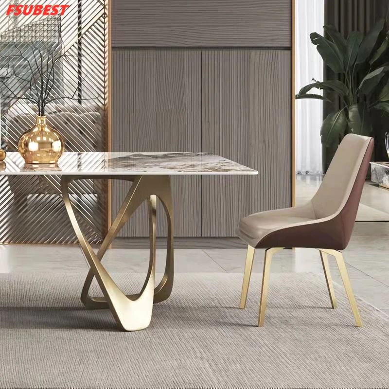 New Modern Luxury Rectangular White Marble Dining Table Set 4-10 Chairs 5 New Modern Luxury Rectangular White Marble Dining Table Set 4-10 Chairs 5