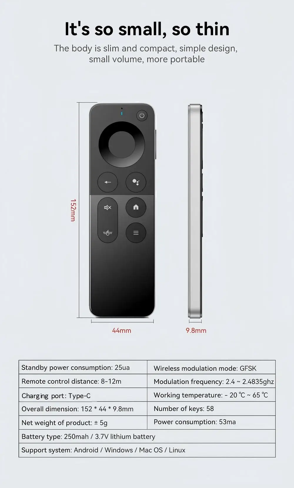 Télécommande air mouse vocale 4-en-1 sans fil pour android tv pc_voghion.com