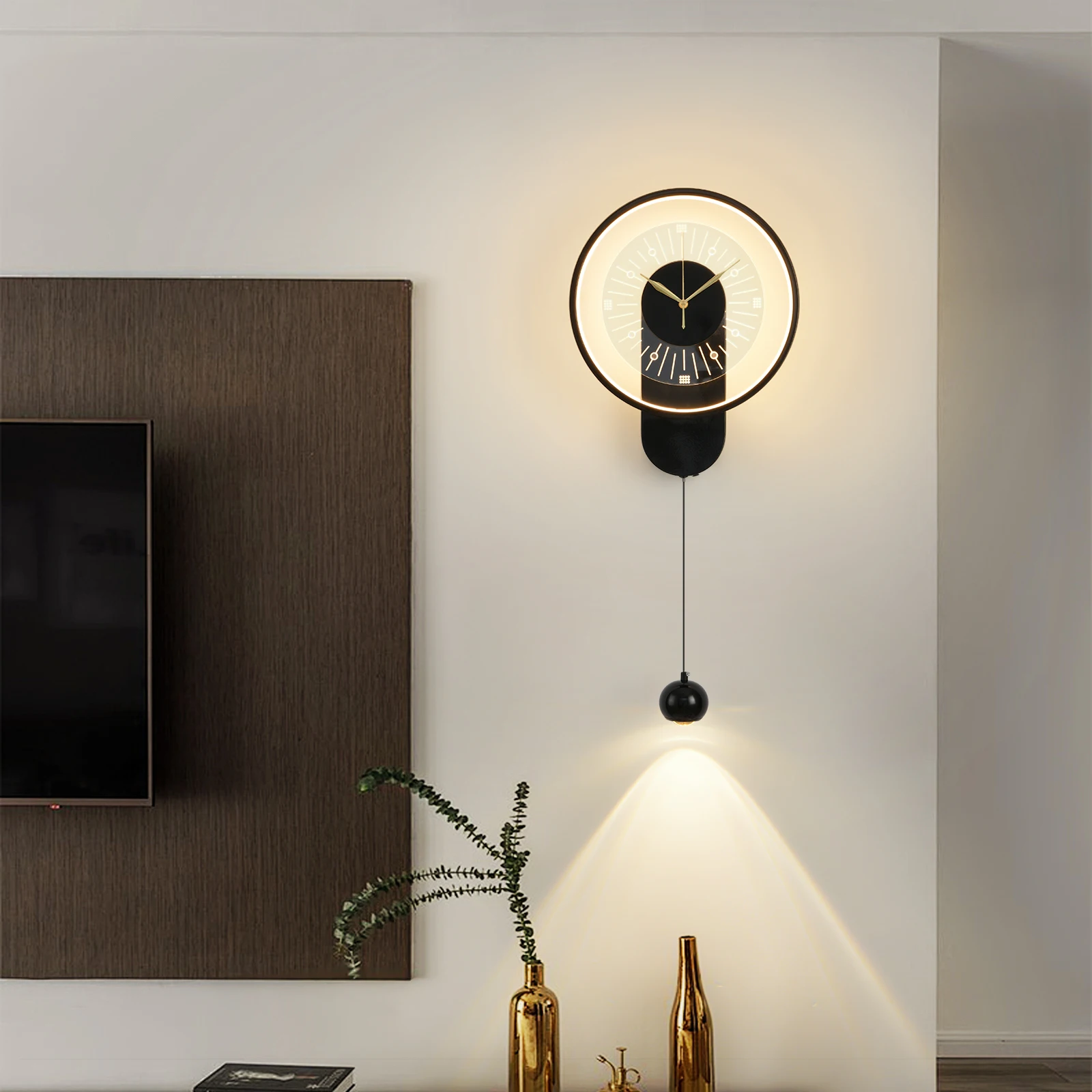 Creative Clock Wall Lamp Modern Minimalist Luxury Living Room TV Background Wall New with spotlight home Decor wall sconce