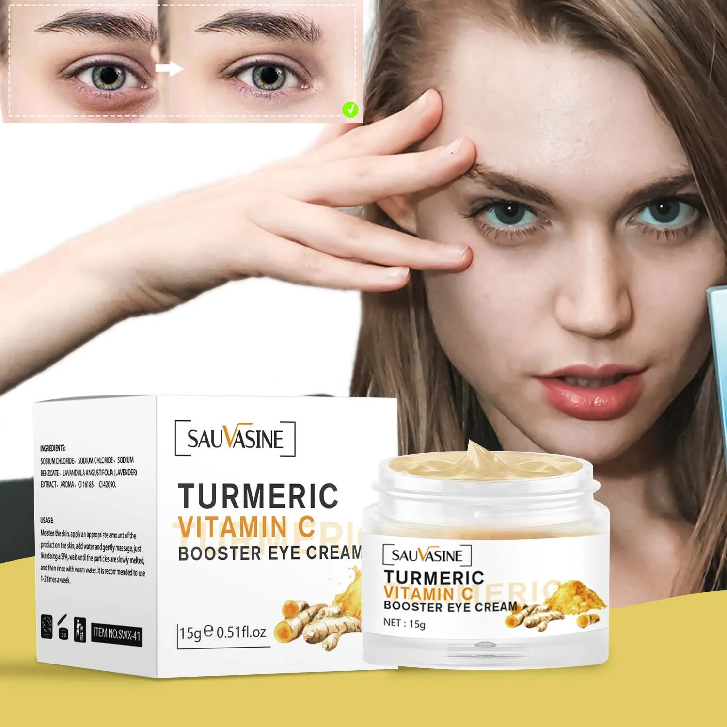 TurmericVitaminCEyeCreamAntiAgingDarkCirclesAntiWrinklesMassageEyeSerumRemover