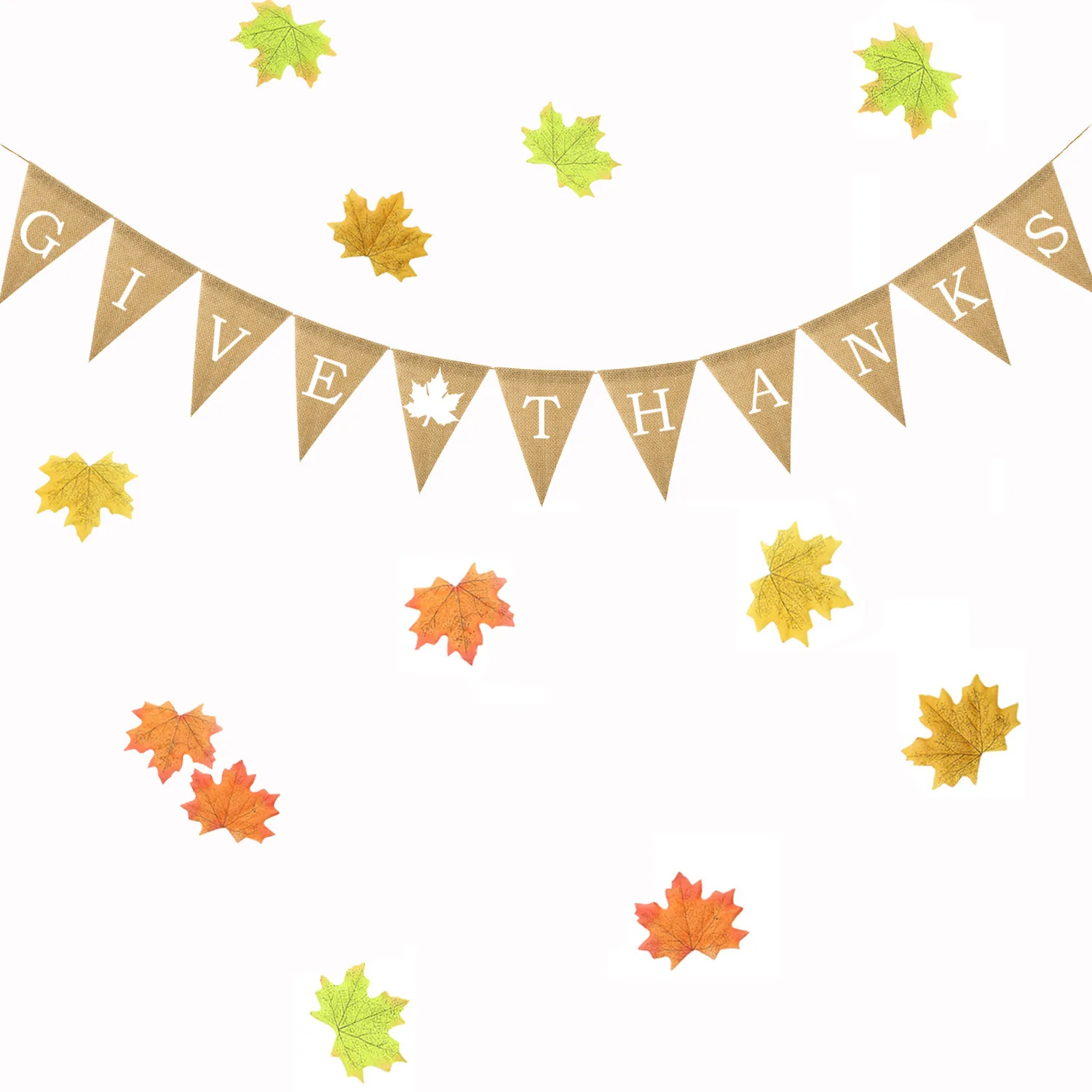 Jute Fabric Bunting Banner Give Thanks Letter Print Wedding Party Burlap Banners Rustic Thanksgiving Day Decoration Photo Props |