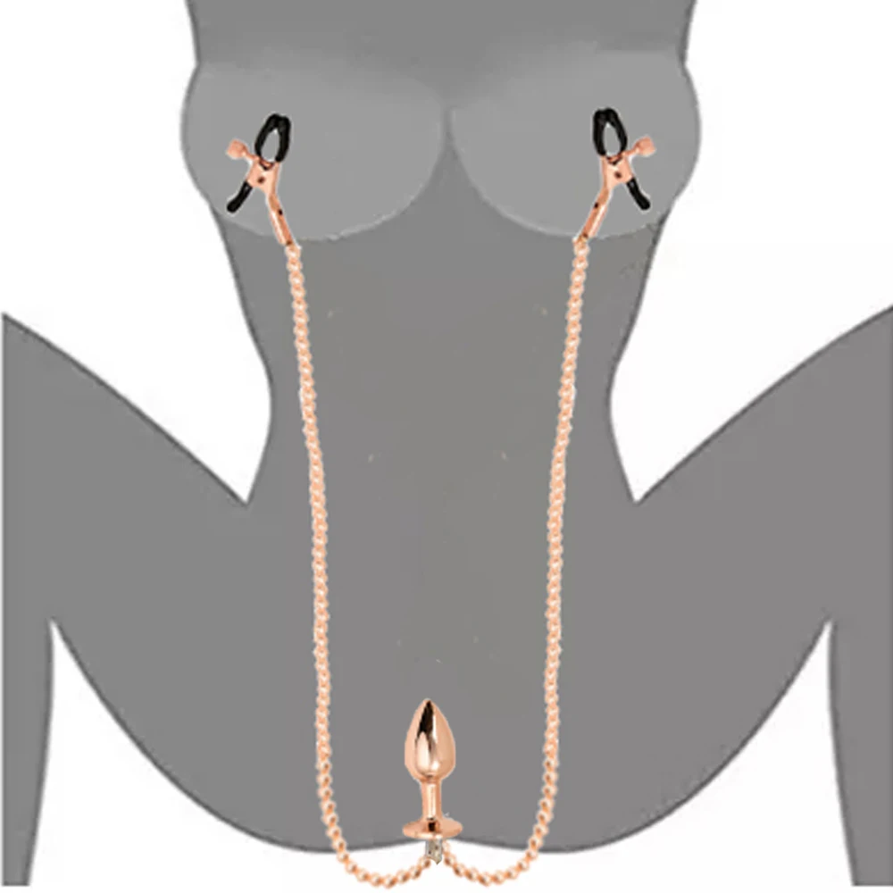 Anal Beads Butt plug Pearl Nipple Clamps Set With Chain Metal Breast Clip Bondage Slave Couple Game Sex Toy anal plug vibrator anal plug anal sex toys female sex toys