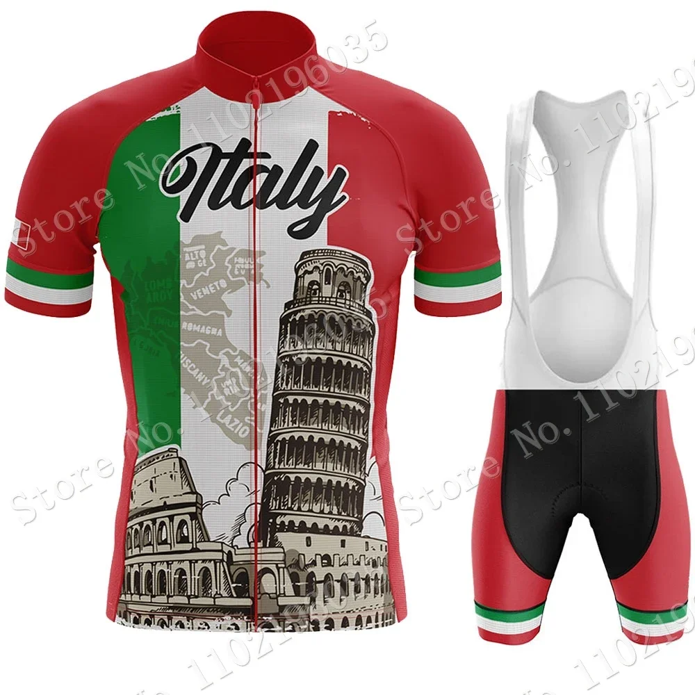 Italy National Team Cycling Jersey Set italia Cycling Clothing Man Road Bike Shirts Suit Bicycle Bib Shorts MTB Ropa