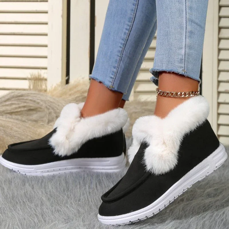 2023 Autumn and Winter New Foreign Trade Large Size Solid Color Suede Plus Fleece Sleeve Feet Comfortable Cotton Shoes