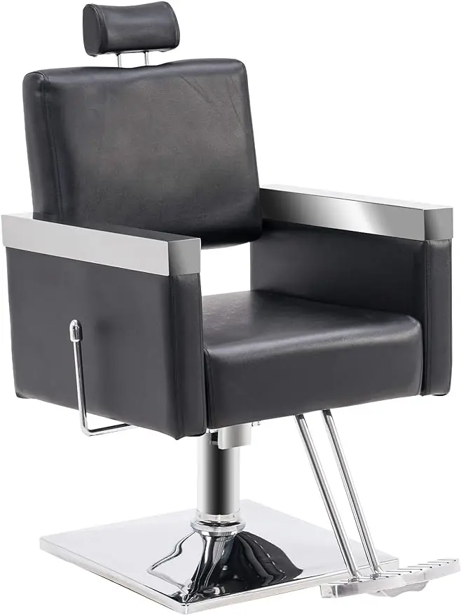 Classic Recline Hydraulic Barber Chair Salon Spa Chair Hair Styling Beauty Equipment 3018 (Black)