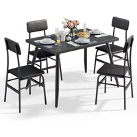 5 Piece Dining Table Set for 4, Modern Metal & Wood Kitchen Dinner Table with Chairs, Space-Saving, Perfect  Apartments 2