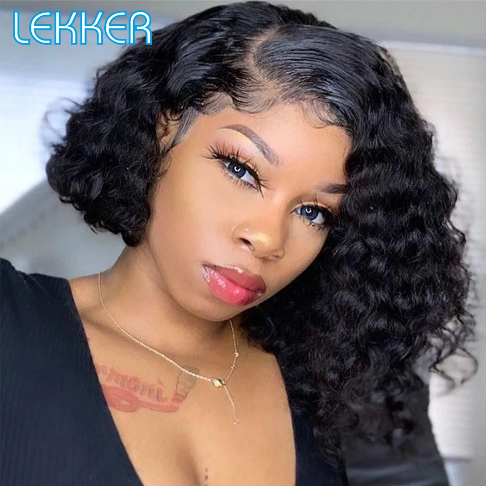 

Lekker Short Kinky Curly Bob Human Hair Lace Wig For Women Loose Deep Wave Glueless Brazilian Remy Hair Ombre Colored Lace Wigs