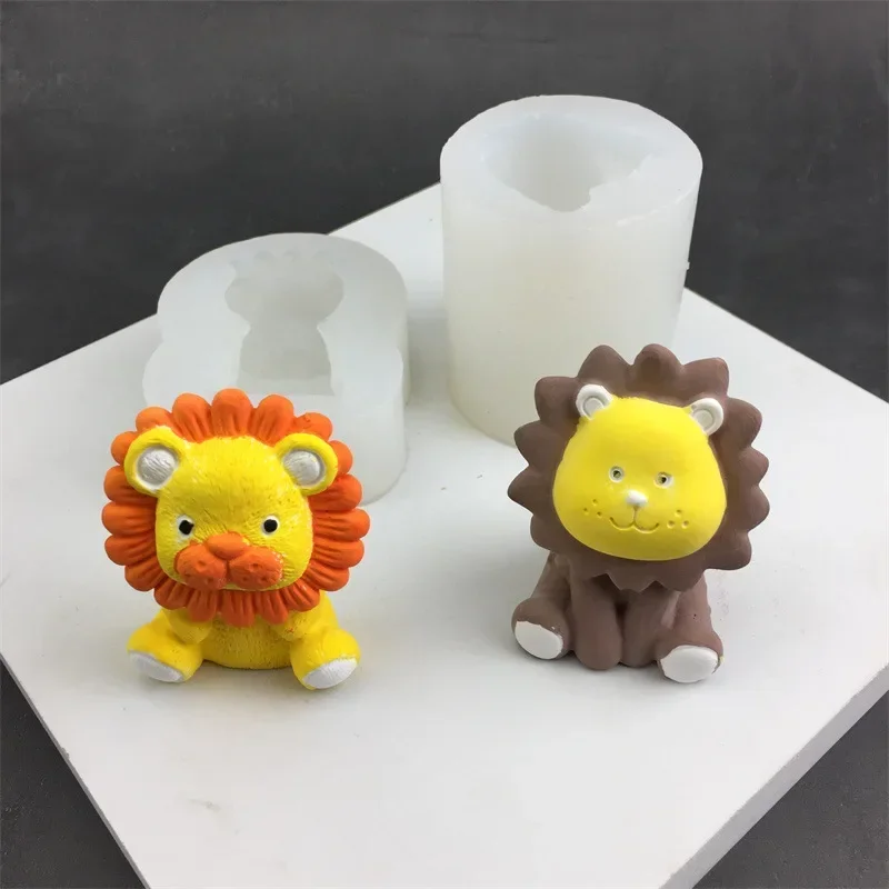 3D Lion Silicone Mold Handmade DIY Small Animal Aromatherapy Candle Plaster Soap Chocolate Cake Baking Mould Holiday Gift Making