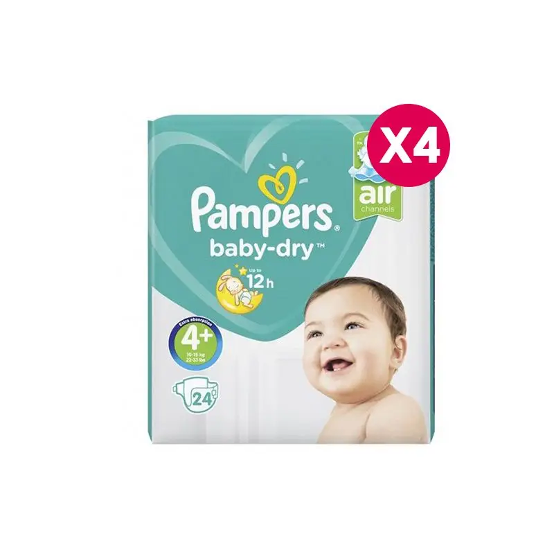 Achat Pampers Baby Dry · couches · Taille 4+ Maxi Plus 10-15kg