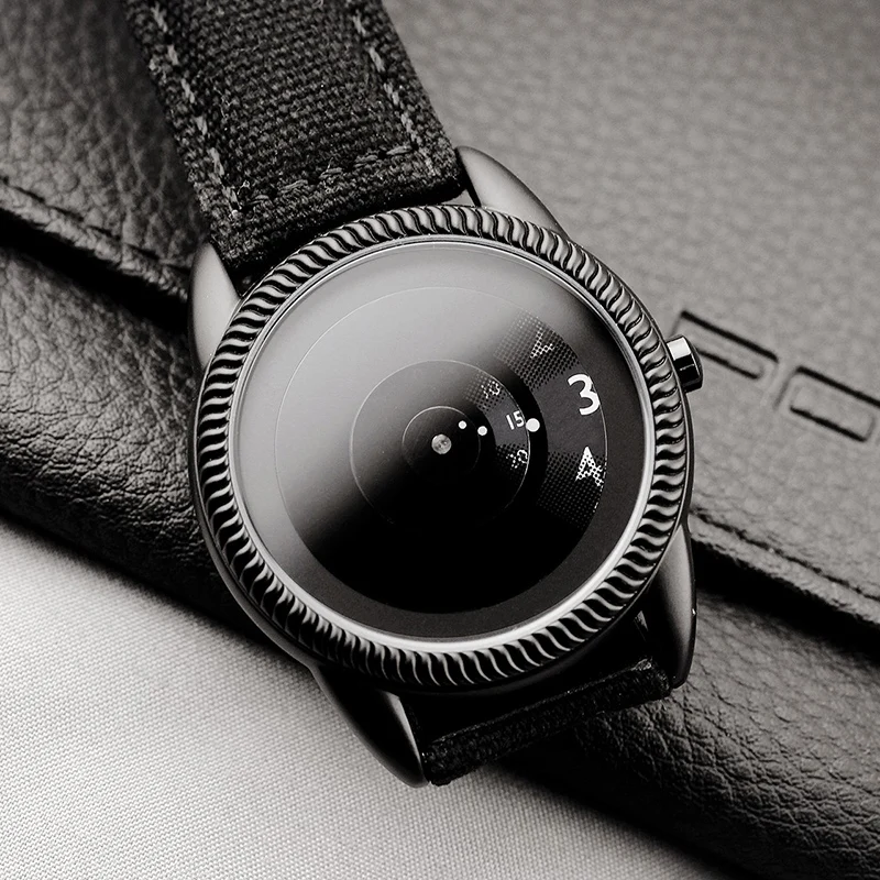 

2023 Enmex creative style canvas strap wristwatch Focus time simple digital special design brief casual quartz watch