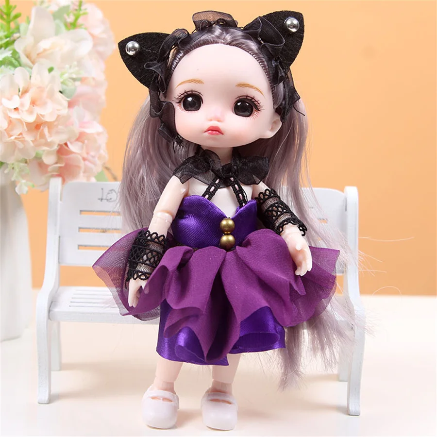 thumbnail image 1 of Muñeca de 6 pulgadas con 13 articulaciones móviles, decoraciones de Halloween, muñeca con orejas de gato y conejita, 1 of 4