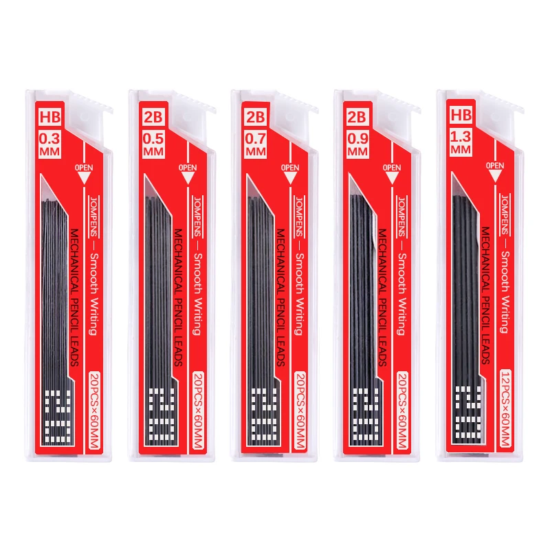 Mechanical Pencil Lead 0.3/0.5/0.7/0.9/1.3mm 2B/HB Automatic Pencil Lead Refill School Writing Art Sketch Drawing Supplies 6