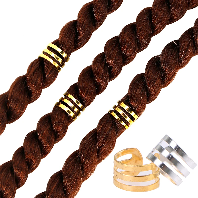 

50 Pcs Adjustable Metal Hair Braids Dreadlock Beads Rings Hair Tools Accessories Hair Braid Beads Ear Clips