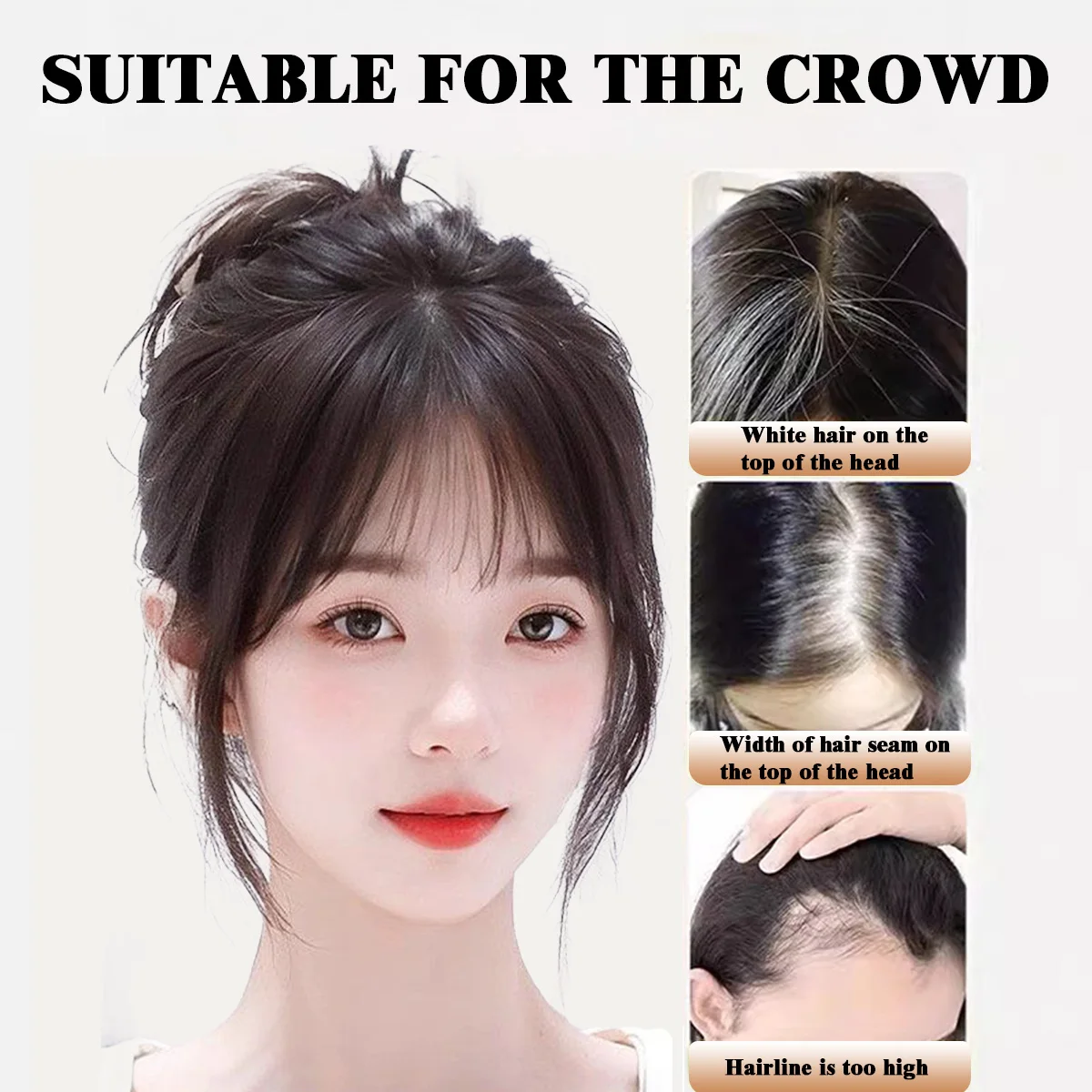 Synthetic Hair Toppers wig with 3D hair bangs women's heat-resistant midpoint wig Invisible hair piece Invisible Scalp Wiglets