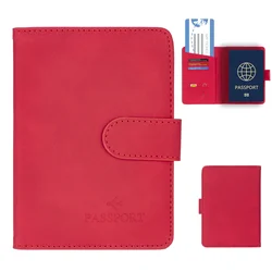 Elegant RFID Blocking Passport Holder Wallet - Luxury PU Leather Travel Accessory (Red)