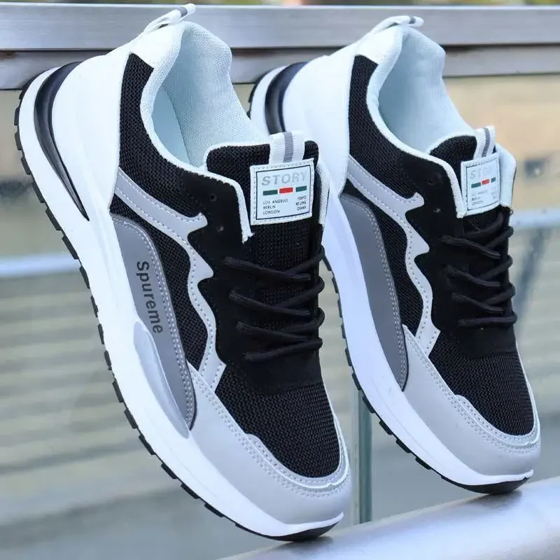 Men's Breathable Mesh Sports Shoes Spring Autumn Korean Style Lightweight Casual Soft Bottom Running