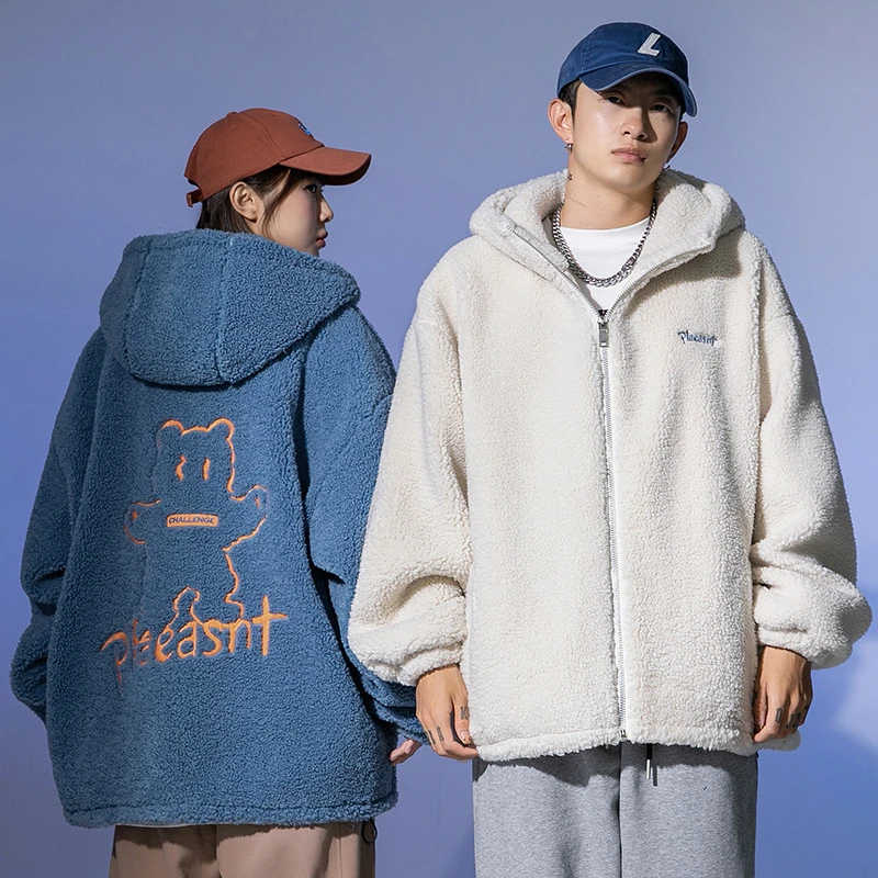 Rainbowtouches Japanese Mens Faux Fur Coats Little Bear Embroidery 2022