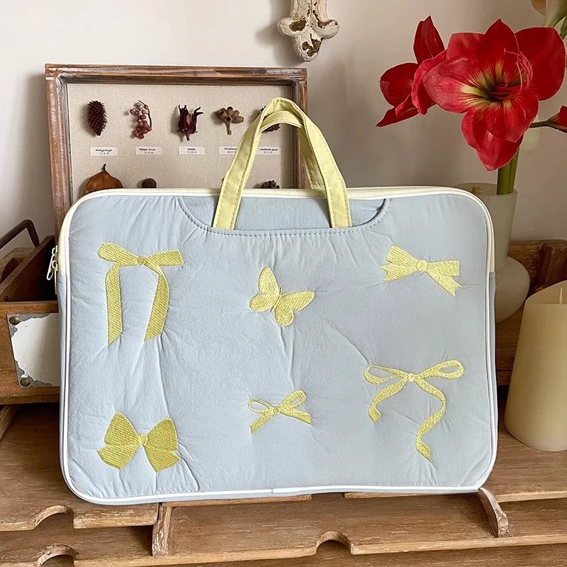 Chic Embroidered Bow Laptop Carry Bag - Multiple Sizes