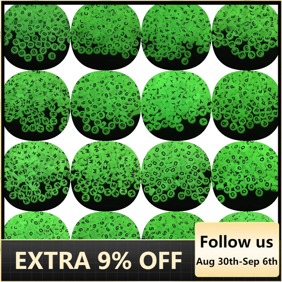 

50pcs/Lot 7mm Luminous Letter Beads Oval Shape Acrylic Spacer Beads For Jewelry Making DIY Charms Bracelet Necklace Accessories