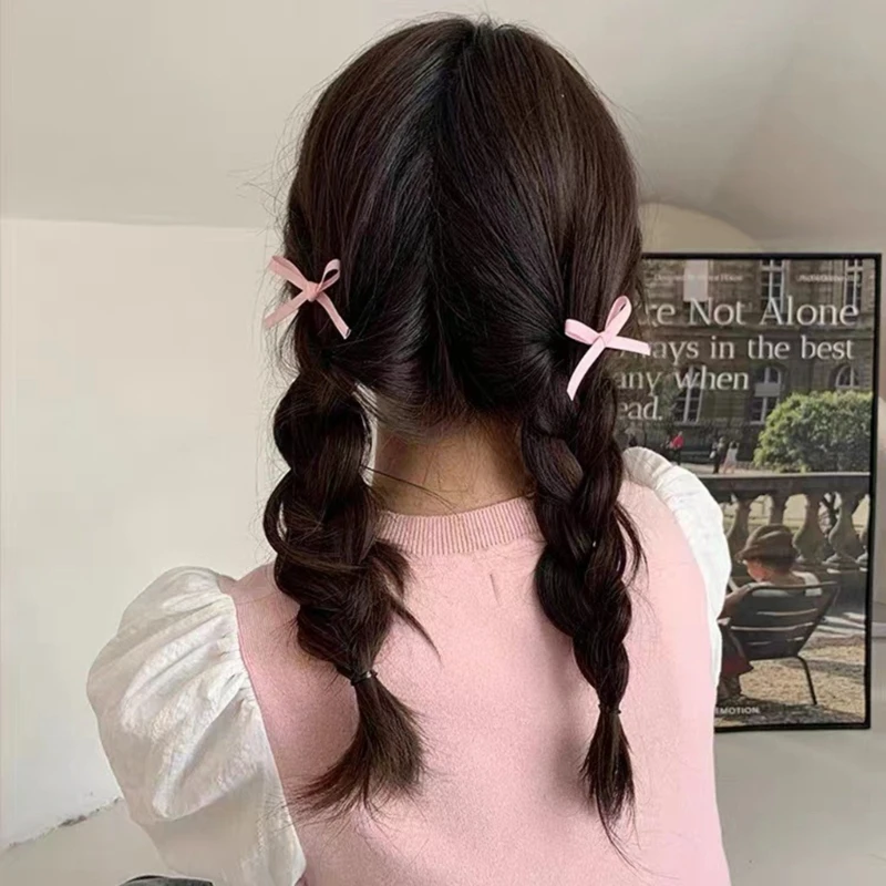 

8-Piece Girls Ribbon Bow Hair Clip Sweet Pink Small Side Clip Small Bowknot Hairpin Hair Accessories for Women New Dropship