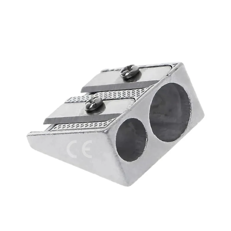 Pencil Sharpener 2-Hole Pencil Magnesium Alloy Wedge Shaped Metal Material Convenient Practical School Essential Learning