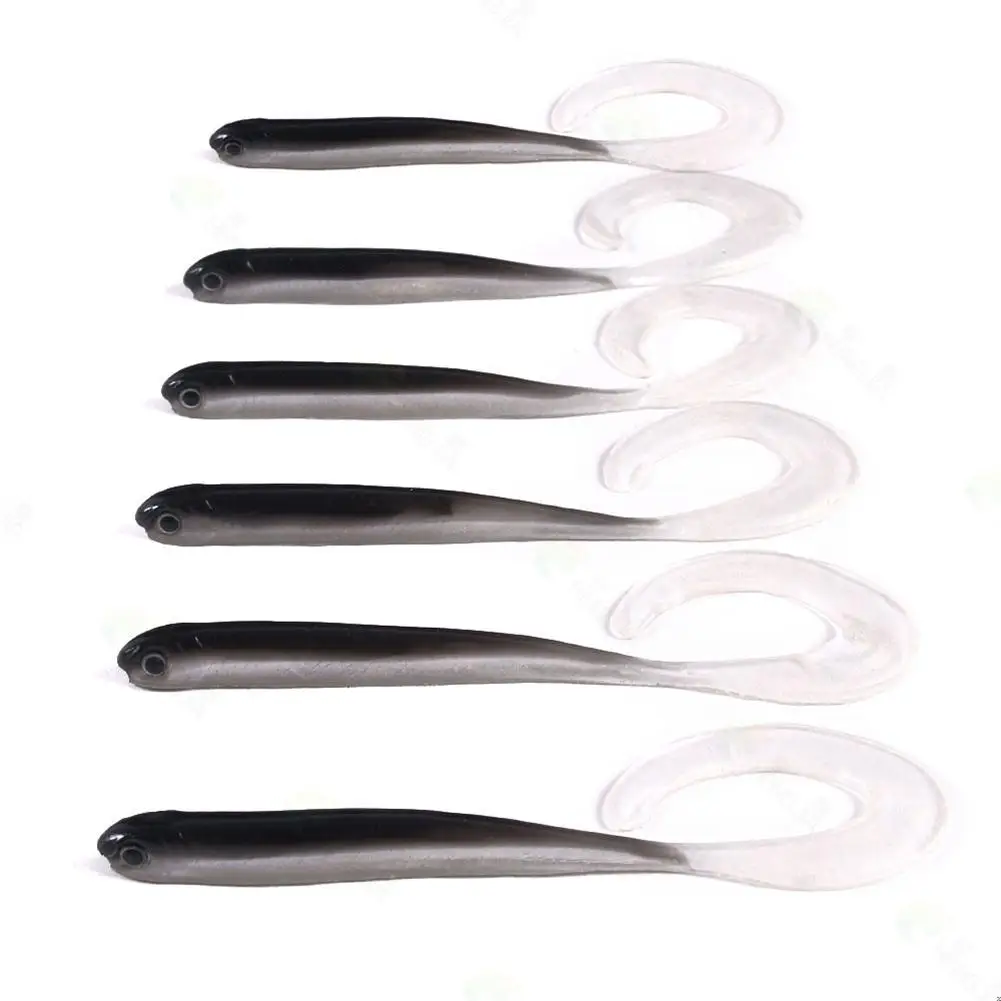 1 Pack Lifelike Curl Tail Two-Color 3D Fake Bait Ultra-High Simulation Transparent Capers Artificial Soft Lure Fishing Gear