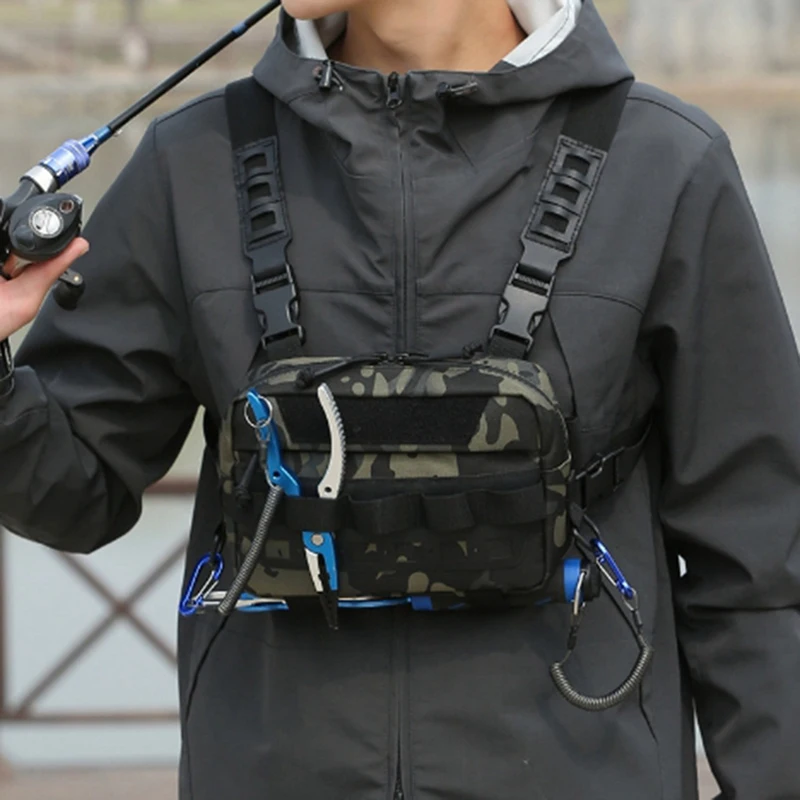 LALA Fishing Tackle Bag Chest Sling Pack Backpack Sports Waist Pack With Fishing Lures For Camping Hiking EDC