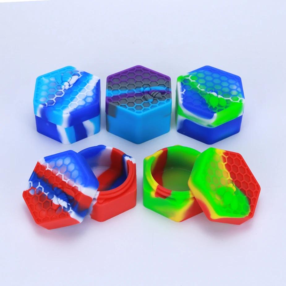 

1PCS Eye-Catching Silicone Honeycomb Rubber Container Home Cosmetic Storage Smoking Accessories Non-Stick Hex Jar