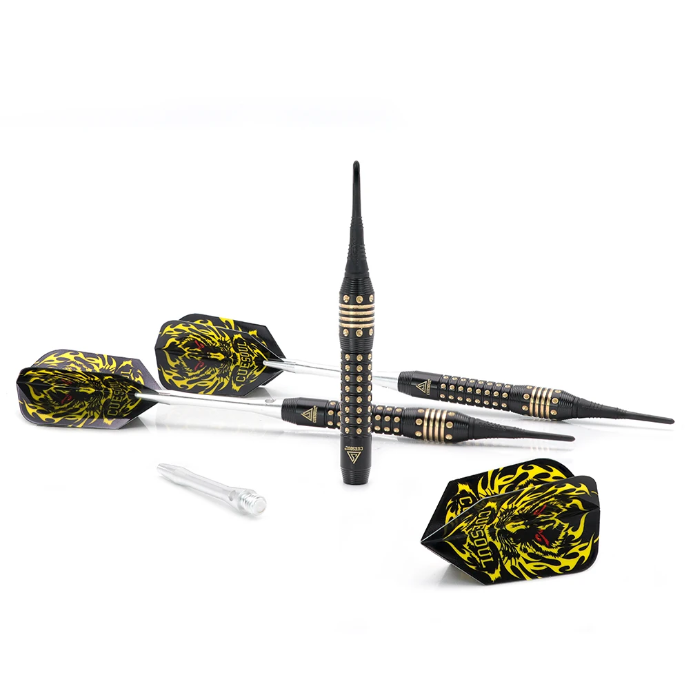 CUESOUL Soft Tip Dart Set - Black Coating Brass  with Aluminum Shafts