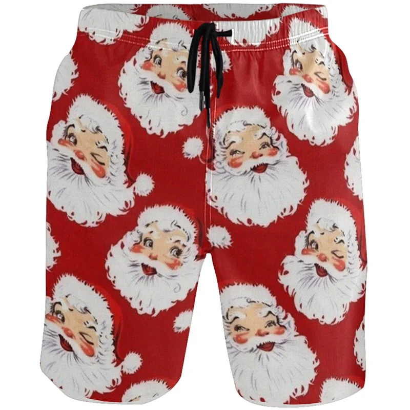 

Merry Christmas Santa Claus Graphic Shorts Pants 3D Print Hip Hop y2k Board Shorts Summer Hawaii Swimsuit Cool Surf Swim Trunks