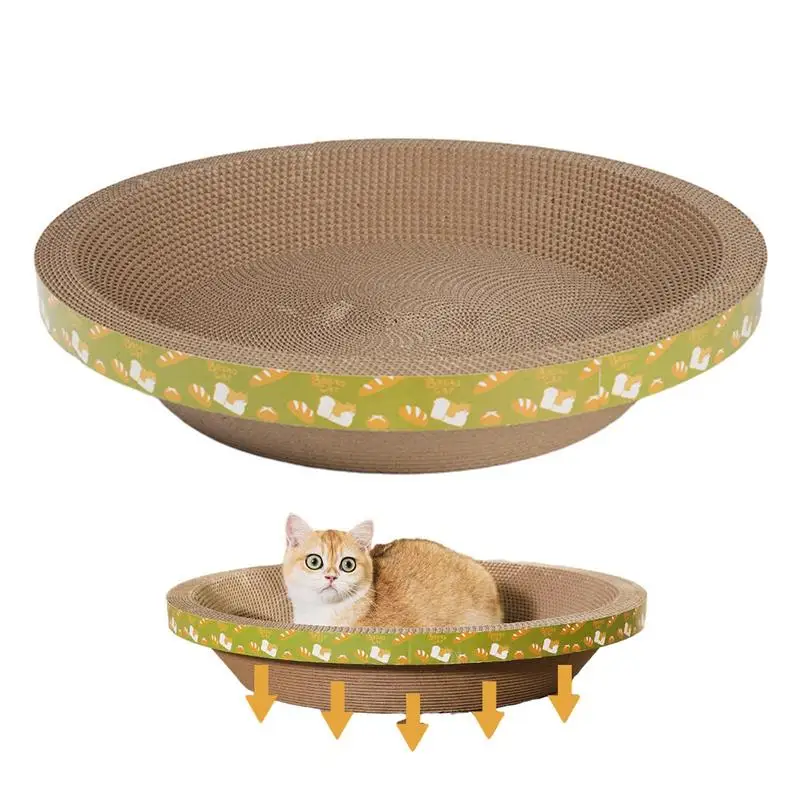 

Cardboard Cat Scratcher Bowl Oval Shape Nest Lounge Cat Scratch Pad Pet Supplies for Kitten's Nest Living Room Bedroom Playroom