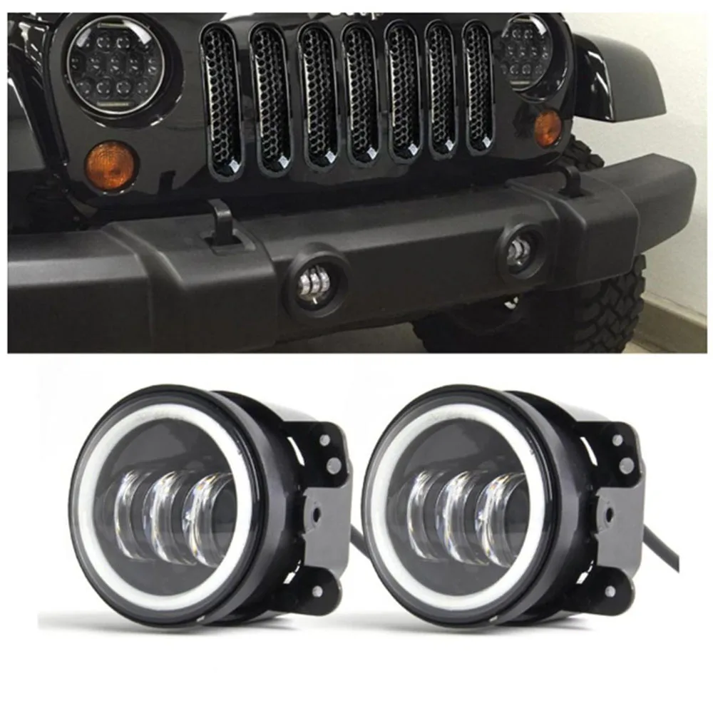 Car Fog Light 12V LED Lens Angel Eye Fog Driving Lamp for Ford Focus 2 Renault Duster Logan Mitsubishi Lancer X Outlander XL ASX