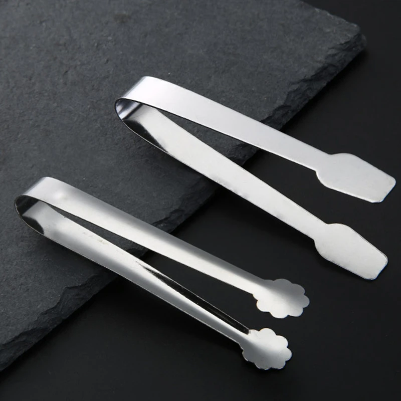 Food Tongs Mini Stainless Steel Food Tongs Sugar Ice Cube Clamp Bread Steak Clip Silver Tweezer Home Kitchen Cooking Utensils