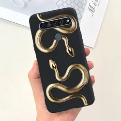 Cute Cat & Dinosaur Soft Black Silicone Shockproof Bumper Phone Case for LG K61 (Case - c01)