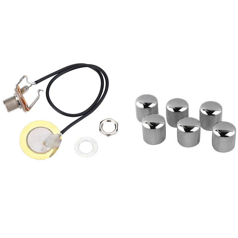 

Регулятор громкости для электрогитары, потенциометр, колпачок громкости и гитарный преобразователь, Предварительно проводной усилитель, пьезоразъем