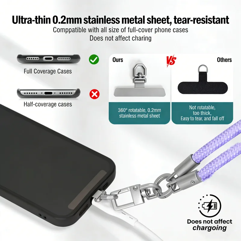 Stylish Colorful Crossbody Phone Lanyard with Adjustable Wristband and Anti-Loss Features
