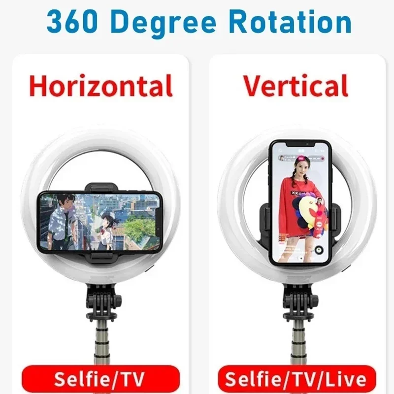 Wireless Bluetooth-compatible Led Selfie Ring Light Phone Holder Photography Fill Lighting with Tripod for Youtube Live Video
