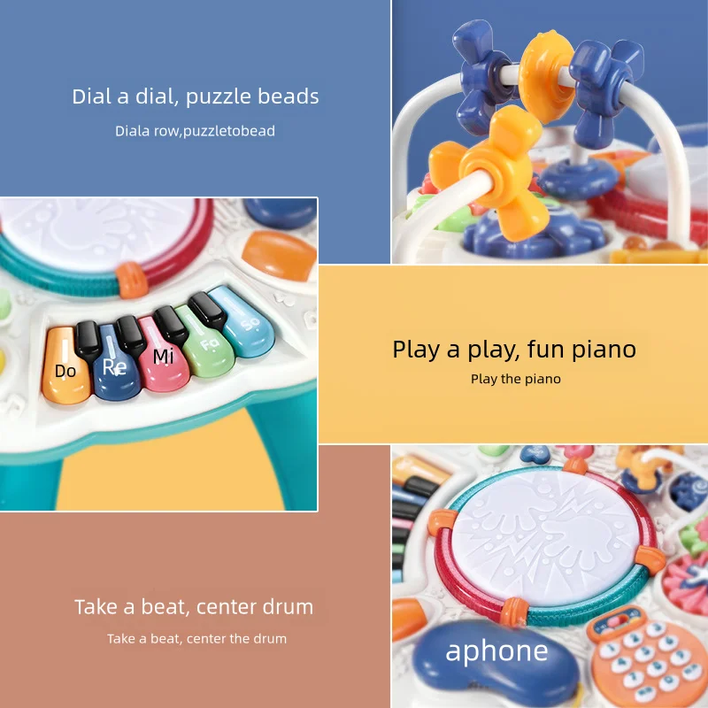 طاولة موسيقية للطفل ، آلة اللعب والتعلم ، مركز الأنشطة ، لعبة تعليمية ، آلة موسيقية للأطفال ، 6 أشهر