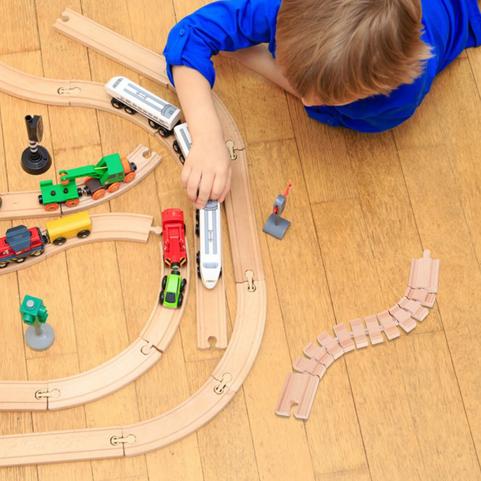 Train Bulk Track Toy Wooden Railway Playthings DIY Tracks Accessories Luxury Scene