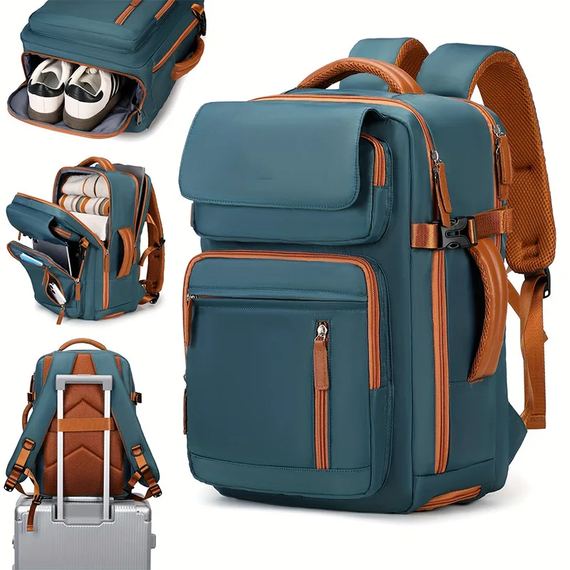 תיק נסיעות מתכוונן לנשים עם מחזיק נעליים למחשב נייד בגודל 15.6 אינץ 'עיצוב מרובה תאים רצועות כתף נוחות