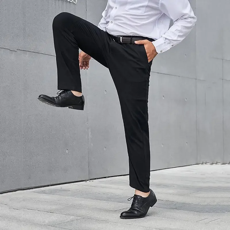 Fat Men Casual Pants Plus Size 34-50 Casual Trousers Black Long Pants Stretch Fabric Loose Baggy Pants Big Size for 70-150kg 5