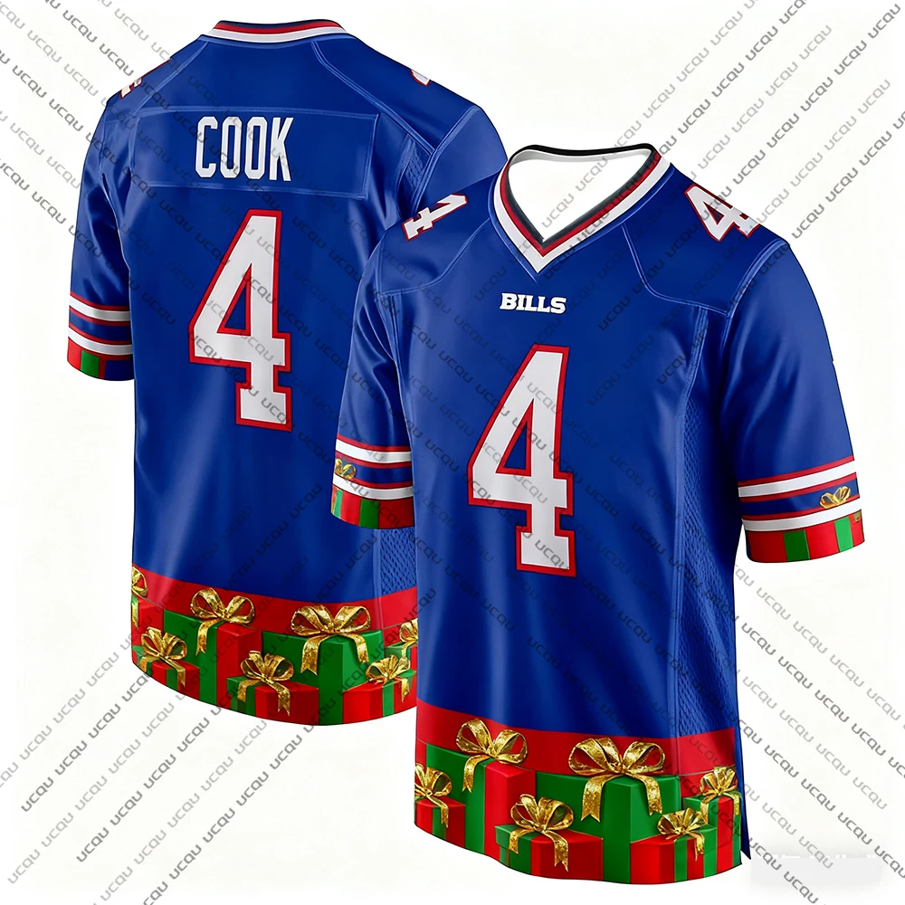 2025 Christmas Adult Buffalo American Football Jersey Rugby Jersey Sportswear Training Jersey T-shirt HAMLIN 3 Number view 6