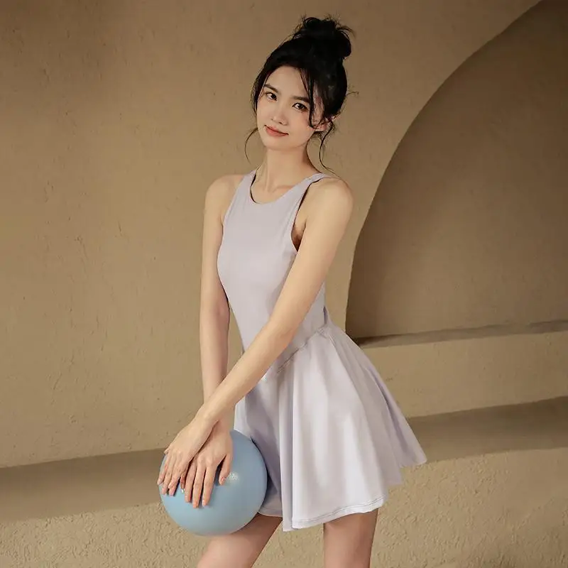 Sports Dress Summer Sleeveless Quick-drying Tennis Dresses Slimming One-piece Fitness Clothes Yoga Wear Women's Sportswear