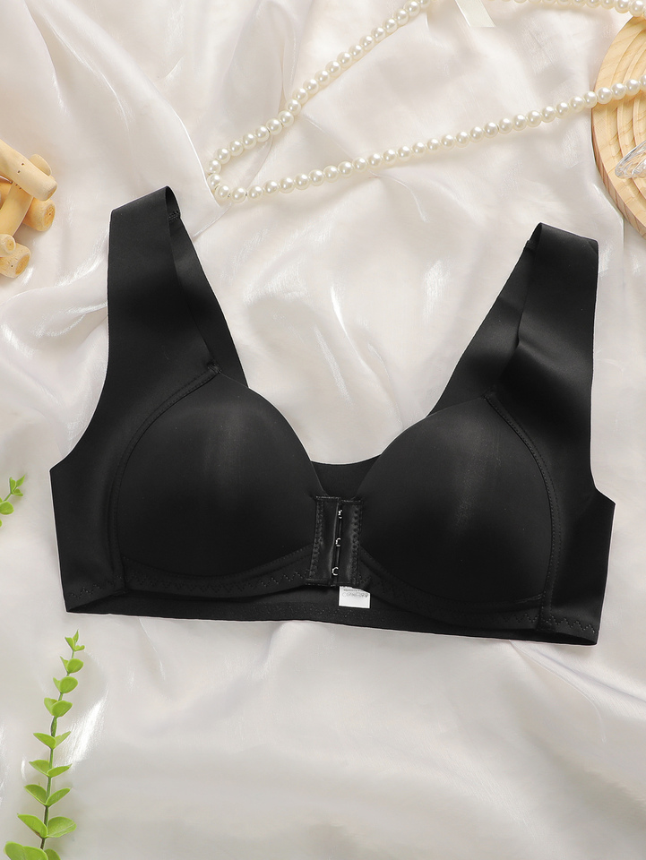 Women's sexy lingerie with front buckle ice silk steel ring gathering push up easy to clean comfortable bra B2861