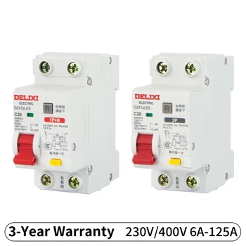 DELIXI 1P+N 2P Leakage Protector AC230V Overload Short Circuit Electronic Protection Residual Current Circuit Breaker Switch 1