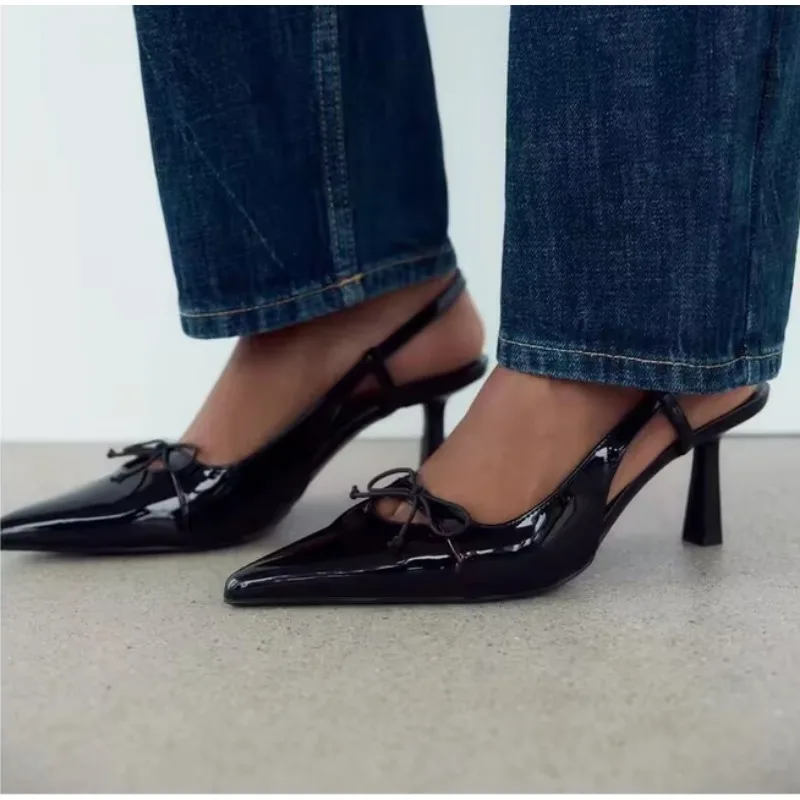 Women High Heels Shoes Pointed Toe Slingbacks Buckle Strap Party Pumps