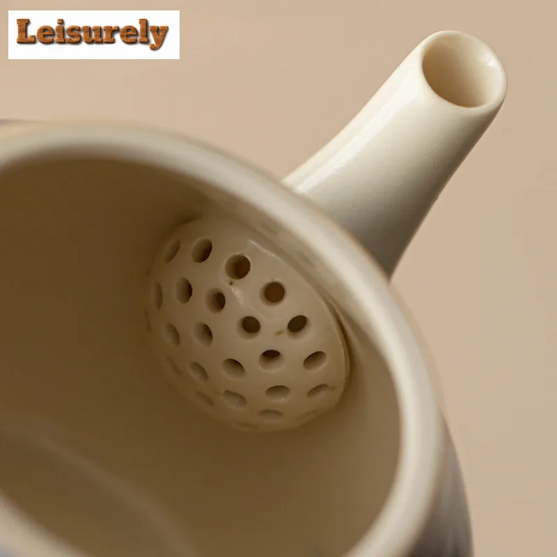 Soda Glazed Yuan Blue And White Ceramic Teapot Antique Tea Infuser Pot Tea Making Kettle With Filter Tea Ceremony Ornaments Gift