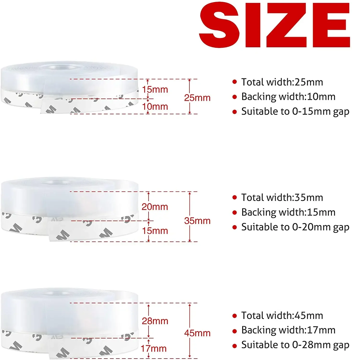 N/U Bande d'étanchéité en silicone multifonctionnelle pour porte et fenêtre  - Coupe-vent et étanche - 35 mm x 5 m