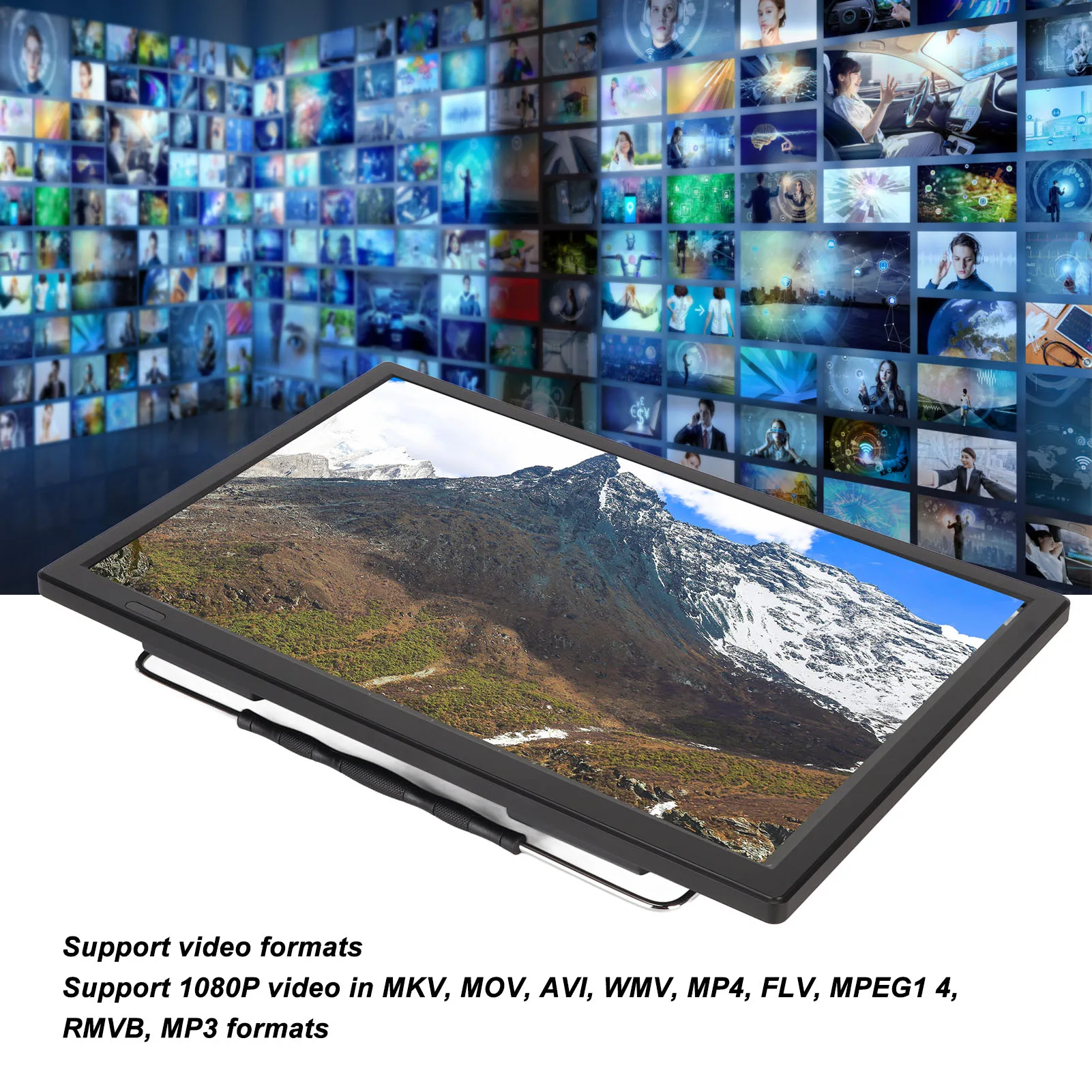 Portable LED TV 16 Inch Portable LED TV 1080P ATSC High Sensitivity Widescreen USB Digital Tuner AV In Out Digital TV